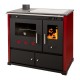 Kuchenka na drewno Prometey Perfect Practik Lux z płytą ceramiczną, lewy komin, bordowy, 9.5kW |  |  |