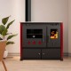 Kuchenka na drewno Prometey Perfect Practik Lux z płytą ceramiczną, lewy komin, bordowy, 9.5kW |  |  |