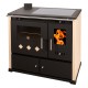 Kuchenka na drewno Prometey Perfect Practik Lux z płytą ceramiczną, lewy komin, kość słoniowa, 9.5kW |  |  |