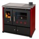 Kuchenka na drewno Prometey Perfect Practik Lux z płytą ceramiczną, prawy komin, bordowy, 9.5kW |  |  |