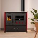 Kuchenka na drewno Prometey Perfect Practik Lux z płytą ceramiczną, prawy komin, bordowy, 9.5kW |  |  |