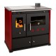 Kuchenka na drewno Prometey Perfect Practik Lux z płytą ceramiczną, prawy komin, bordowy, 9.5kW |  |  |