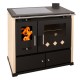 Kuchenka na drewno Prometey Perfect Practik Lux z płytą ceramiczną, prawy komin, kość słoniowa, 9.5kW |  |  |