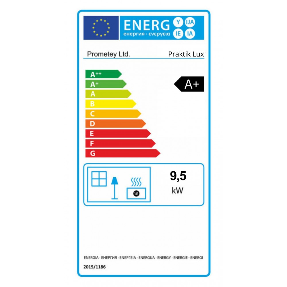 Kuchenka na drewno Prometey Perfect Practik Lux z płytą ceramiczną, prawy komin, kość słoniowa, 9.5kW |  |  |