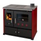 Kuchenka na drewno Prometey Perfect Practik Lux z prawym kominem, bordowy, 9.5kW |  |  |