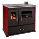 Kuchenka na drewno Prometey Perfect Practik Lux z prawym kominem, bordowy, 9.5kW |  |  |