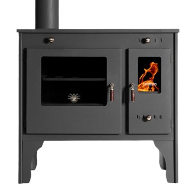 Kuchenka na drewno Prometey Retro Eco z lewym kominem, 7kW - Piece na drewno z piekarnikiem