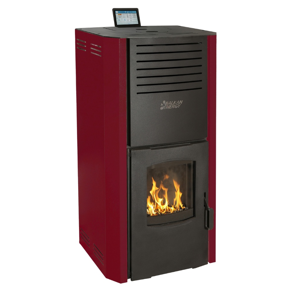 Piec / Kominek na pellet z płaszczem wodnym Balkan Energy Sofia Bordeaux, 25kW | Piece / kominki na pellet z płaszczem wodnym | Piece na pellet / Kominki na pellet |