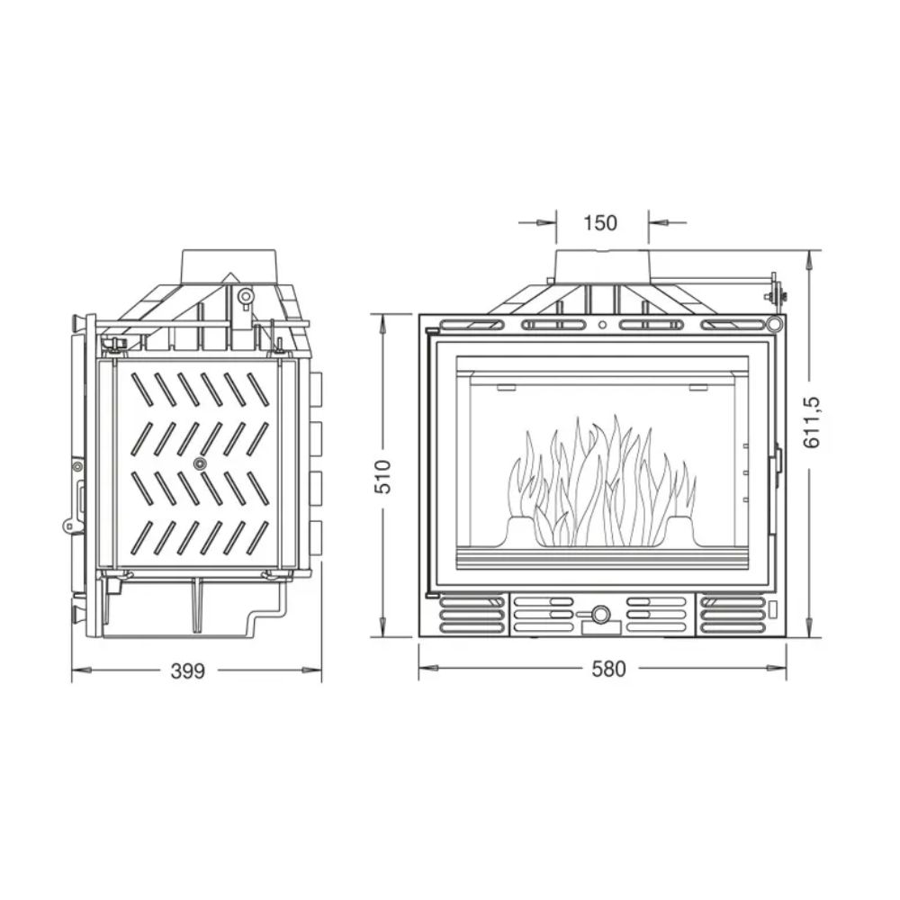 Wkład kominkowy UNIFLAM 600 PLUS ECO z przepustnicą, 8 kW | Wkłady Kominkowe | Kominki |