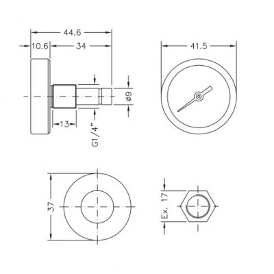 Bimetallic pyrometer Cewal, Rear stem DN40 - Porównanie produktów