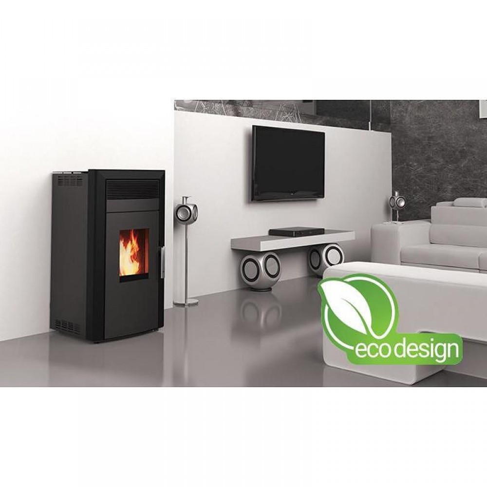 Piec / Kominek na pellet z płaszczem wodnym Alfa Plam Commo 15 Czarny, 15kW | Piece / kominki na pellet z płaszczem wodnym | Piece na pellet / Kominki na pellet |