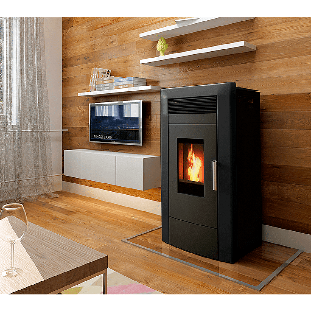 Piec / Kominek na pellet z płaszczem wodnym Alfa Plam Commo Czarny, 22.5kW | Piece / kominki na pellet z płaszczem wodnym | Piece na pellet / Kominki na pellet |
