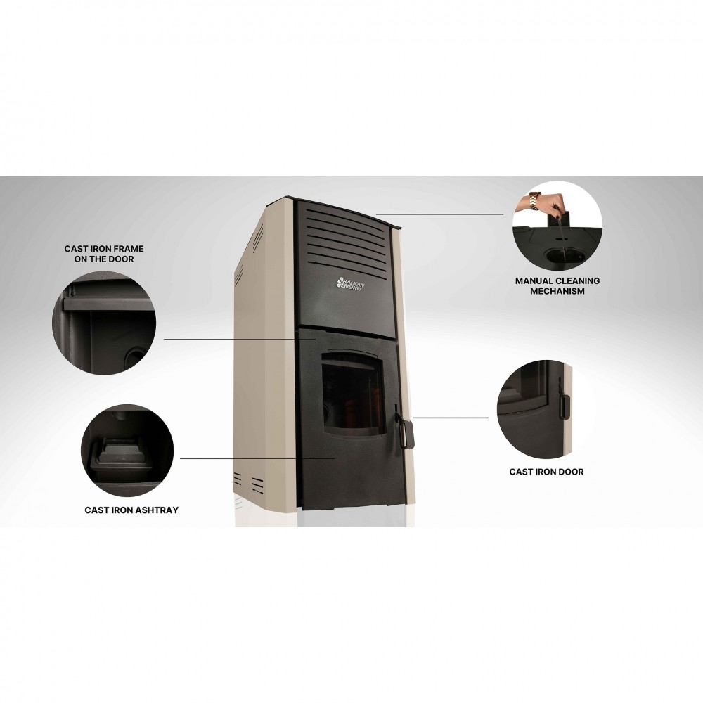 Piec / Kominek na pellet z płaszczem wodnym Balkan Energy Sofia Zielony, 25kW | Piece / kominki na pellet z płaszczem wodnym | Piece na pellet / Kominki na pellet |