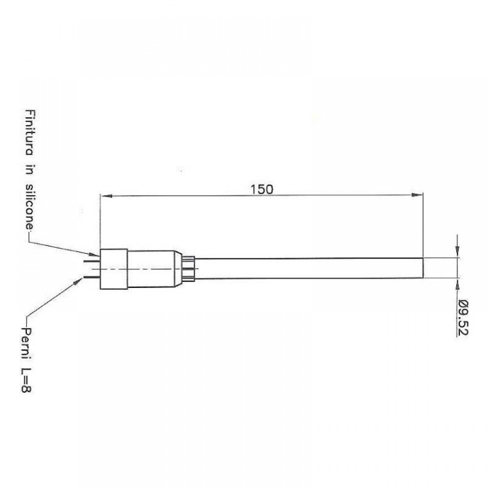 Zapalarka / Grzałka do pieca na pellet Enviro z rurką doprowadzającą powietrze, długość całkowita 153mm, 230W | Zapalarki / Grzałki do pieca na pellet | Części do pieca na pellet |