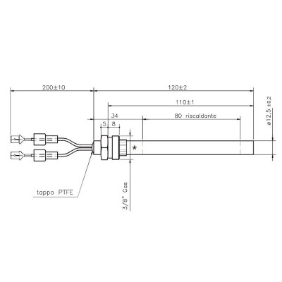 Zapalarka / Grzałka do pieca na pellet Girolami, długość całkowita 120mm, moc 235W - Zapalarki / Grzałki do pieca na pellet