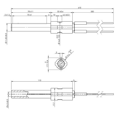 Ceramiczny zapalarka / grzałka do pieca na pellet BURNiT, Palazzetti i innych, długość całkowita 113mm, 260W - Zapalarki / Grzałki do pieca na pellet
