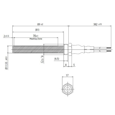 Ceramiczny zapalarka / grzałka do pieca na pellet Burnit, Deville i innych, długość całkowita 94mm, moc 300W - Zapalarki / Grzałki do pieca na pellet
