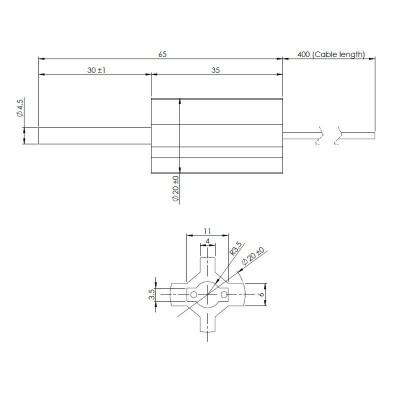 Zapalarka / Grzałka do pieca na pellet Eco Spar, BURNiT, niskonapięciowa, długość całkowita 65mm, moc 95W do 24V - Zapalarki / Grzałki do pieca na pellet