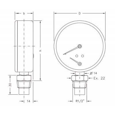 Axial thermomanometer Cewal, Bottom connection - Porównanie produktów