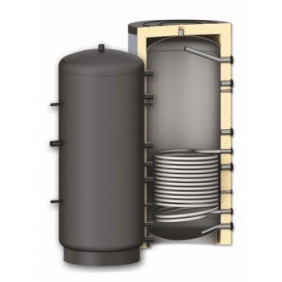 Zbiornik buforowy Sunsystem, Model PR 800, Pojemność 800L, Jeden wymiennik ciepła cewkowy - Sunsystem