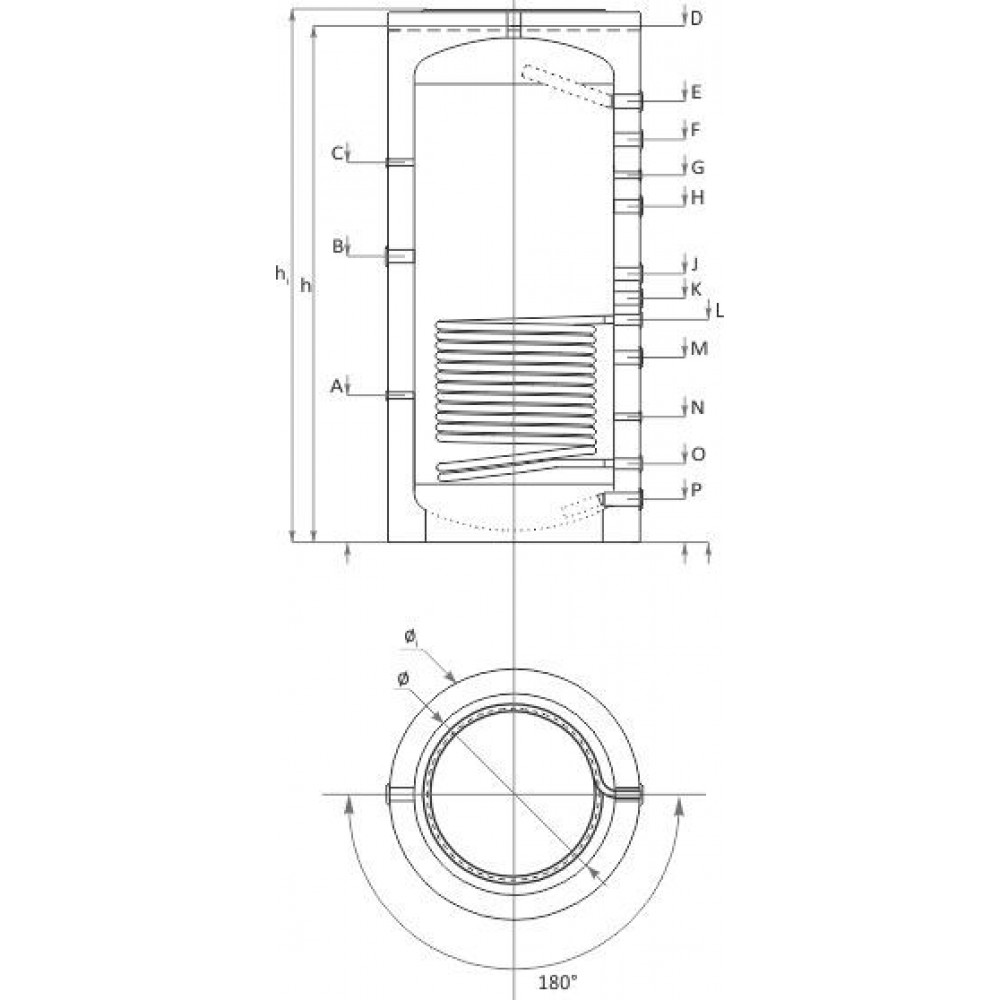 Zbiornik buforowy Sunsystem, Model PR 1000, Pojemność 1000L, Jeden wymiennik ciepła cewkowy, Statek przemysłowy | Buffers Zbiornik buforowy Sunsystem, Model PR 1000, Pojemność 1000L, Jeden wymiennik ciepła cewkowy, Statek przemysłowy | Buffers | |