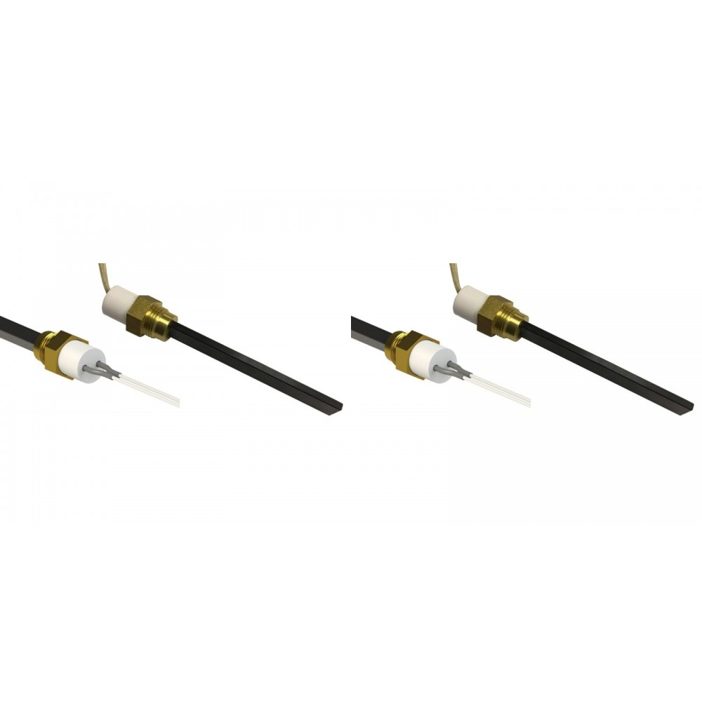 Zapalarka / Grzałka do pieca na pellet z czarnym kryształem kwarcu do Karmek One, Balkan Energy, La Nordica i innych, długość całkowita 126mm, 300W - x2 | Zapalarki / Grzałki do pieca na pellet | Części do pieca na pellet |